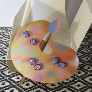 Vtg Avon Painter's Palette Gift Set - 3 Pair Pierced Earrings New w/ Box